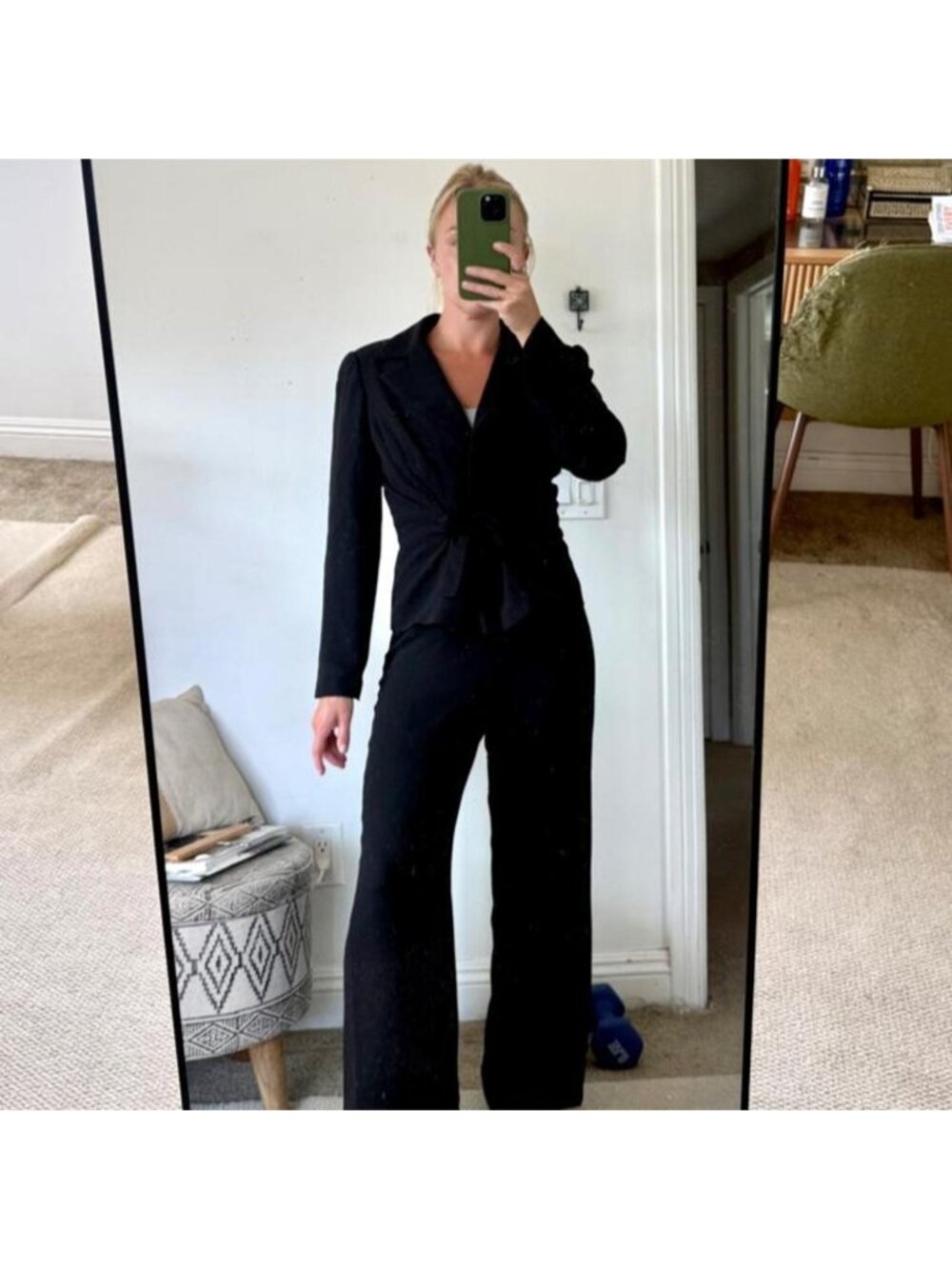 TALBOTS BLACK BLAZER PANT SUIT SET WOMENS SIZE 8